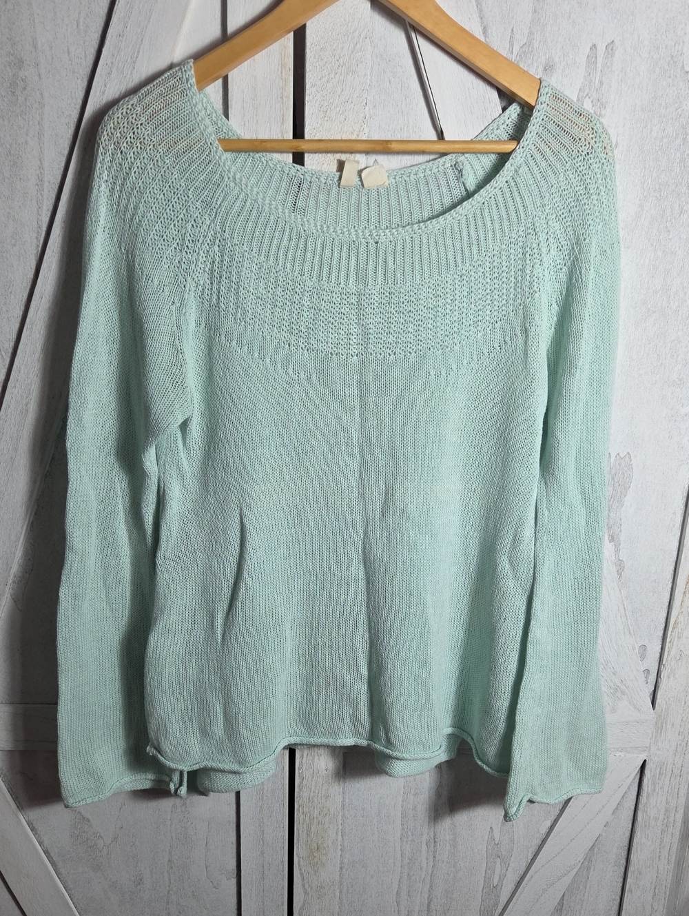 Moth Sea Foam Green Linen/Cotton Knit Sweater Size M